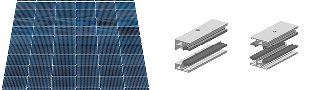 Vidrio fotovoltaico + Pinzas de sujeción