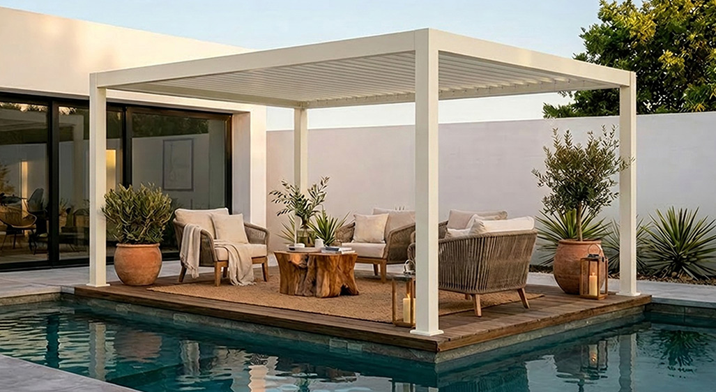 pergola Seesky NEO vicino alla piscina