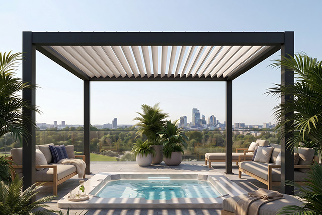 pergola Seesky NEO vicino alla piscina